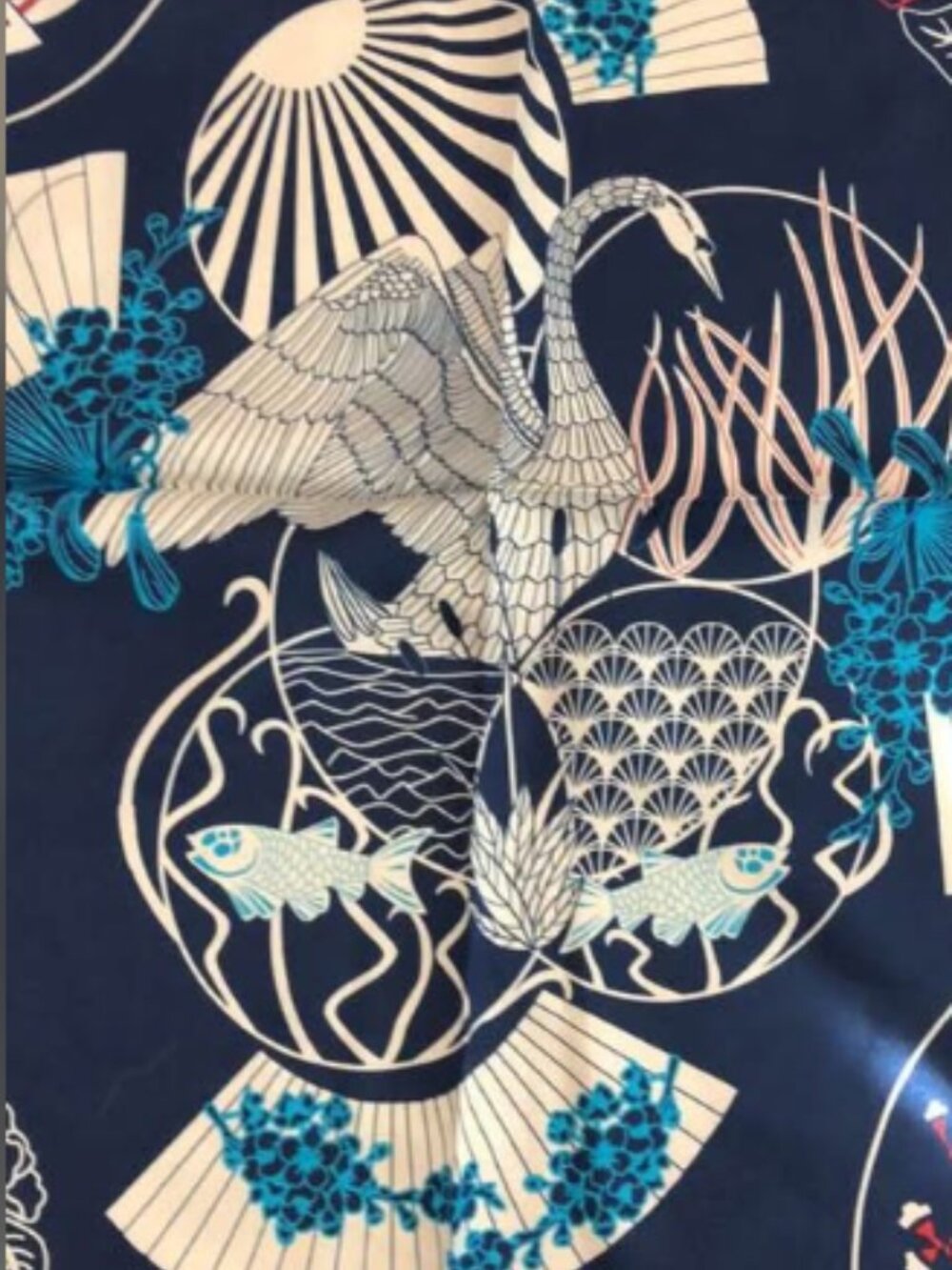 Wensli silk scarf Japanese Fans - Picture 3 of 6